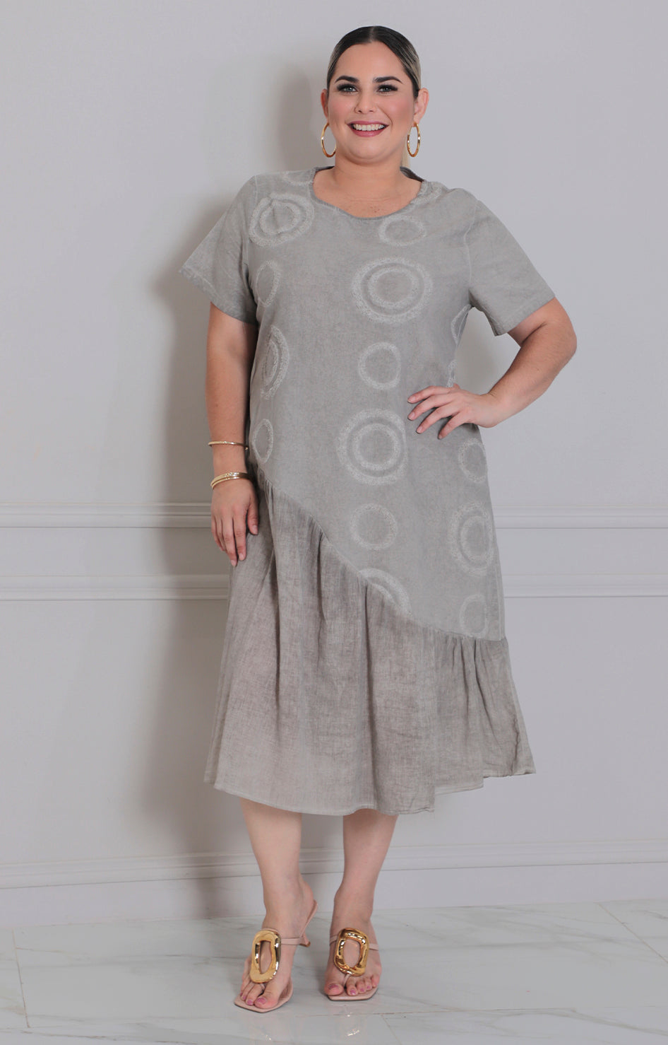 Vestido cafè con mangas - VESTIDO CORTO CURVY Boutiquemirel 