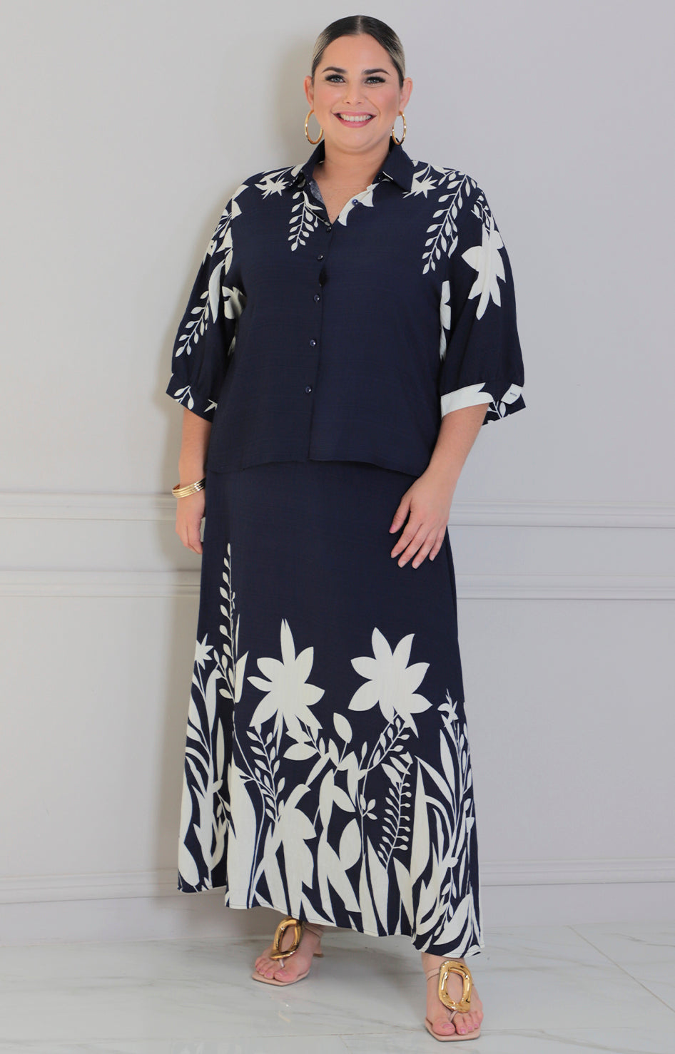 Conjunto azul marino estampado - CONJUNTO CURVY Boutiquemirel 