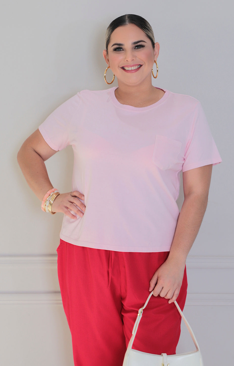 Blusa rosa con mangas - BLUSAS CURVY Boutiquemirel 