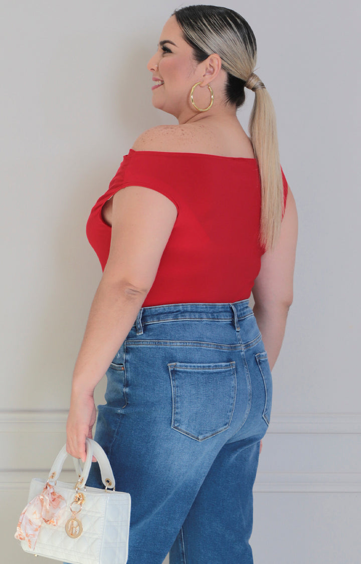 Panty blusa roja straple - BLUSAS CURVY Boutiquemirel 