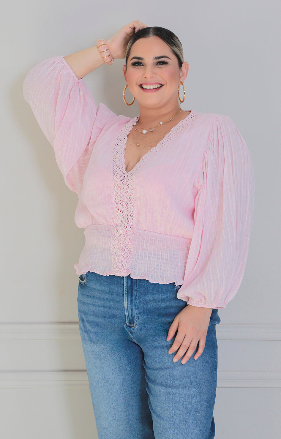 Blusa de manga larga con bordado - BLUSAS CURVY Boutiquemirel 