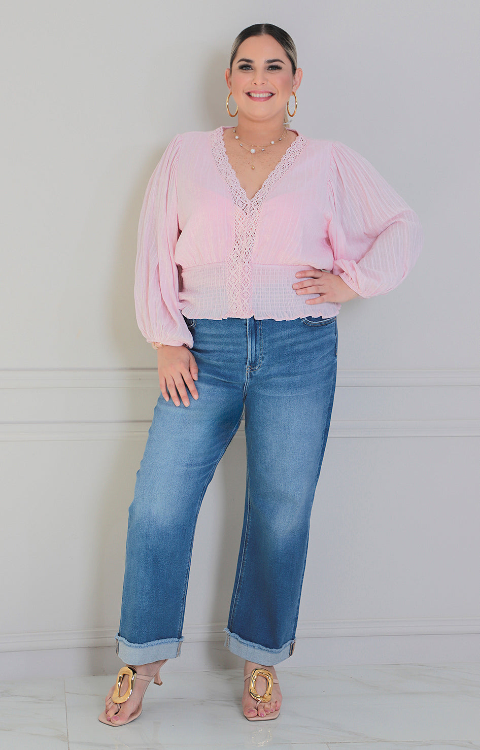 Blusa de manga larga con bordado - BLUSAS CURVY Boutiquemirel 