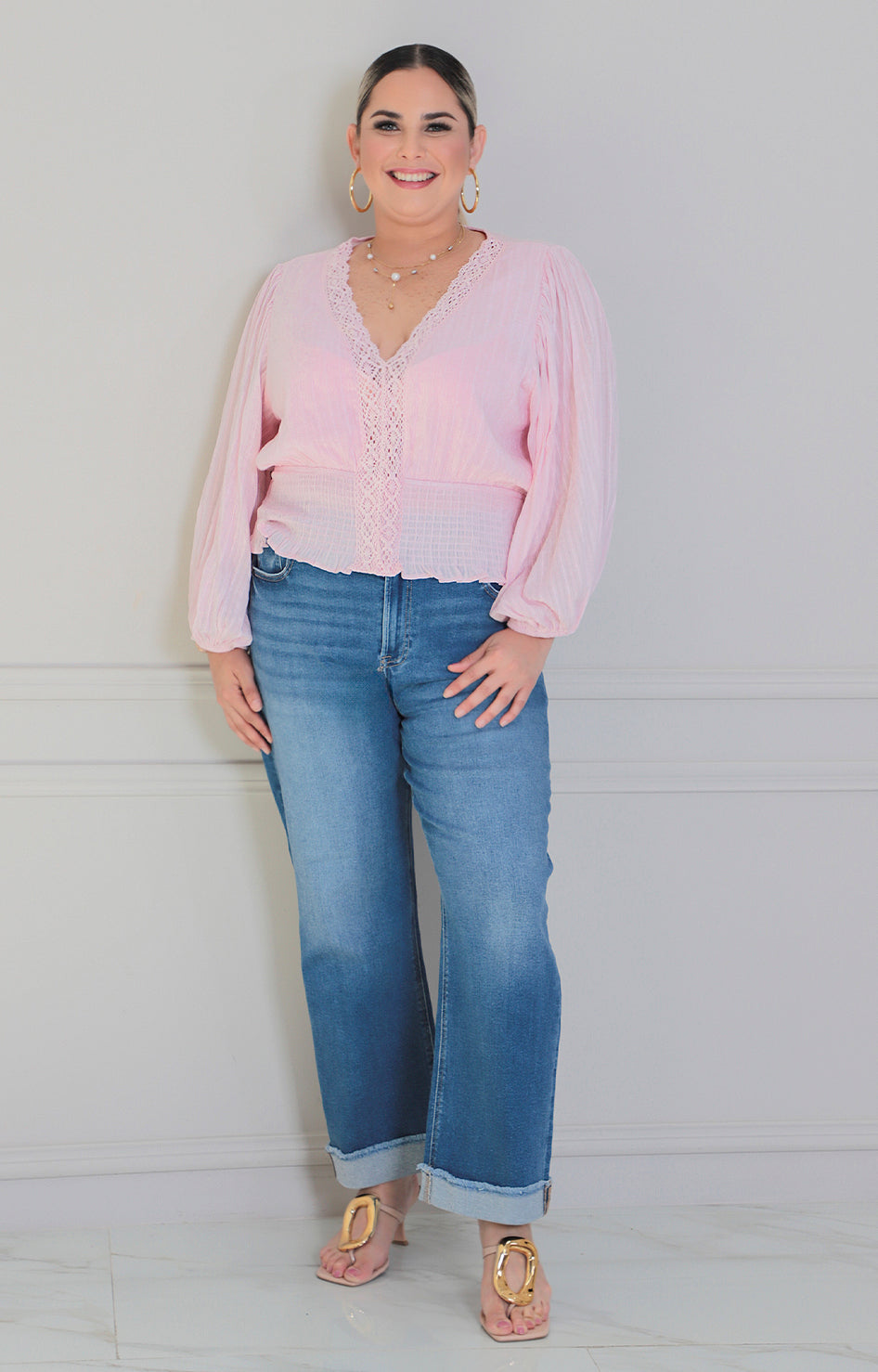 Blusa de manga larga con bordado - BLUSAS CURVY Boutiquemirel 