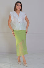 Blusa con botones y volantes frontal - BLUSAS REGULAR Boutiquemirel 