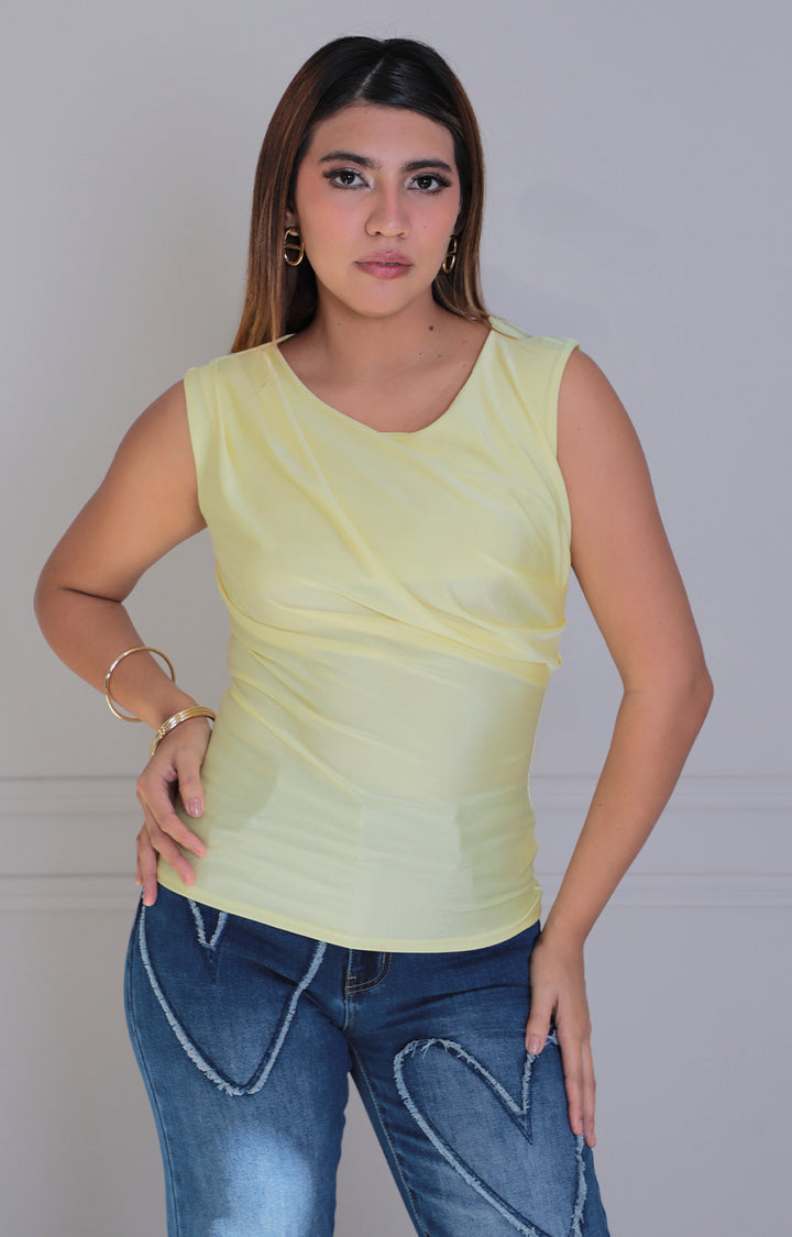 Blusa amarilla con fruncido - BLUSA REGULAR Boutiquemirel 
