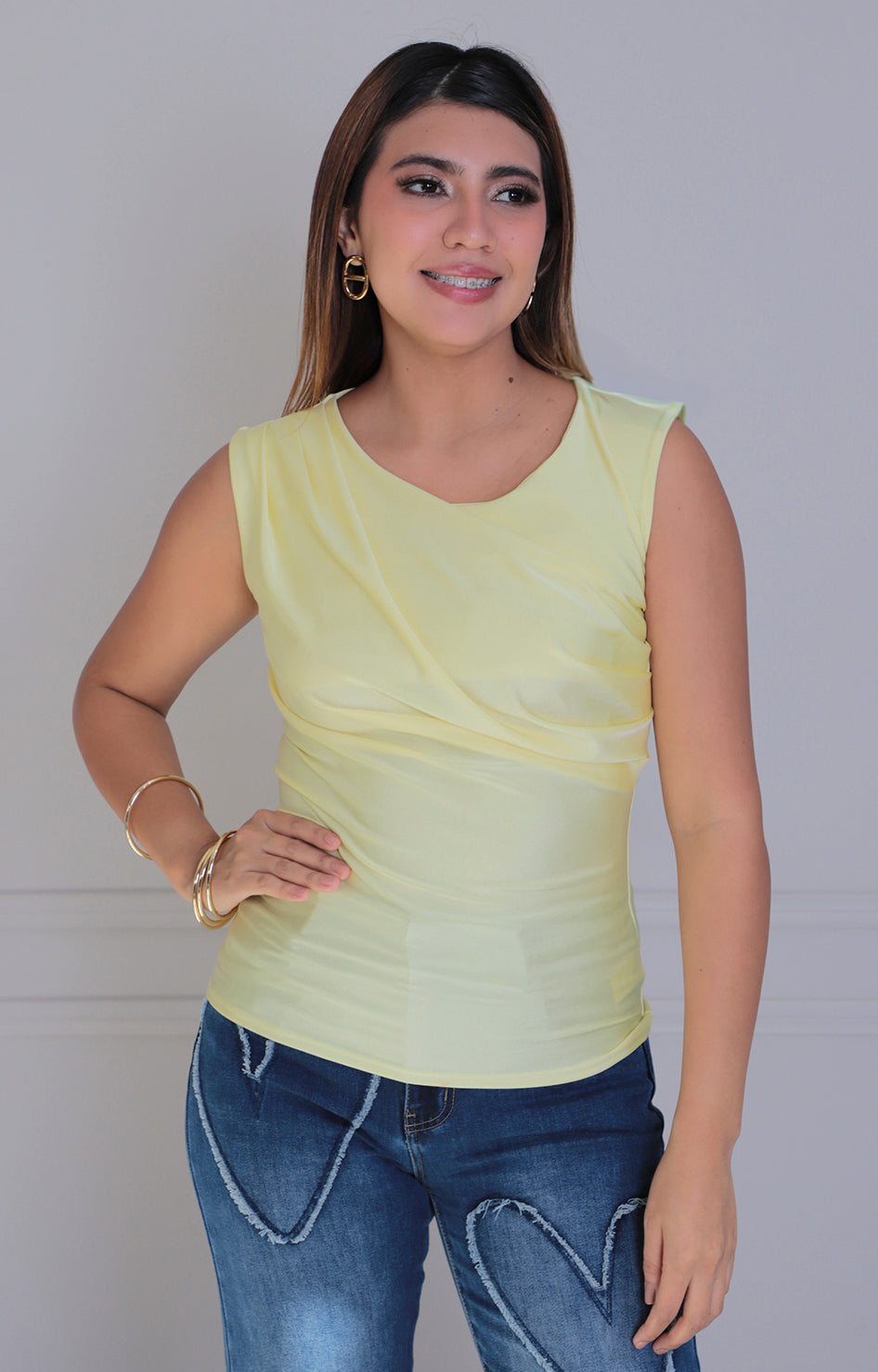 Blusa amarilla con fruncido - BLUSA REGULAR Boutiquemirel 