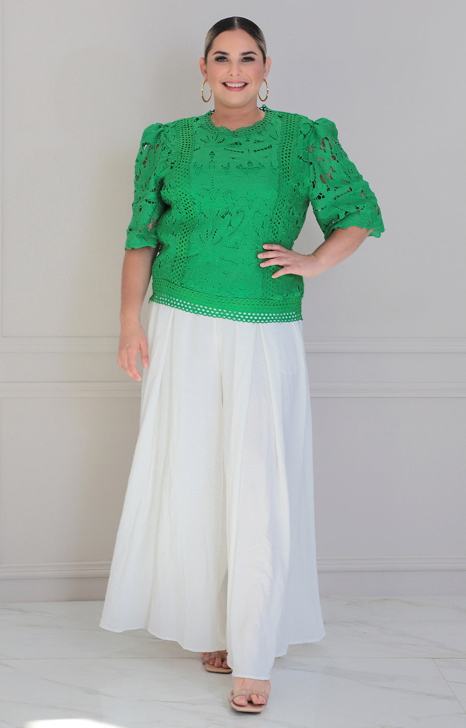 Blusa verde de guipiur - BLUSAS CURVY Boutiquemirel 