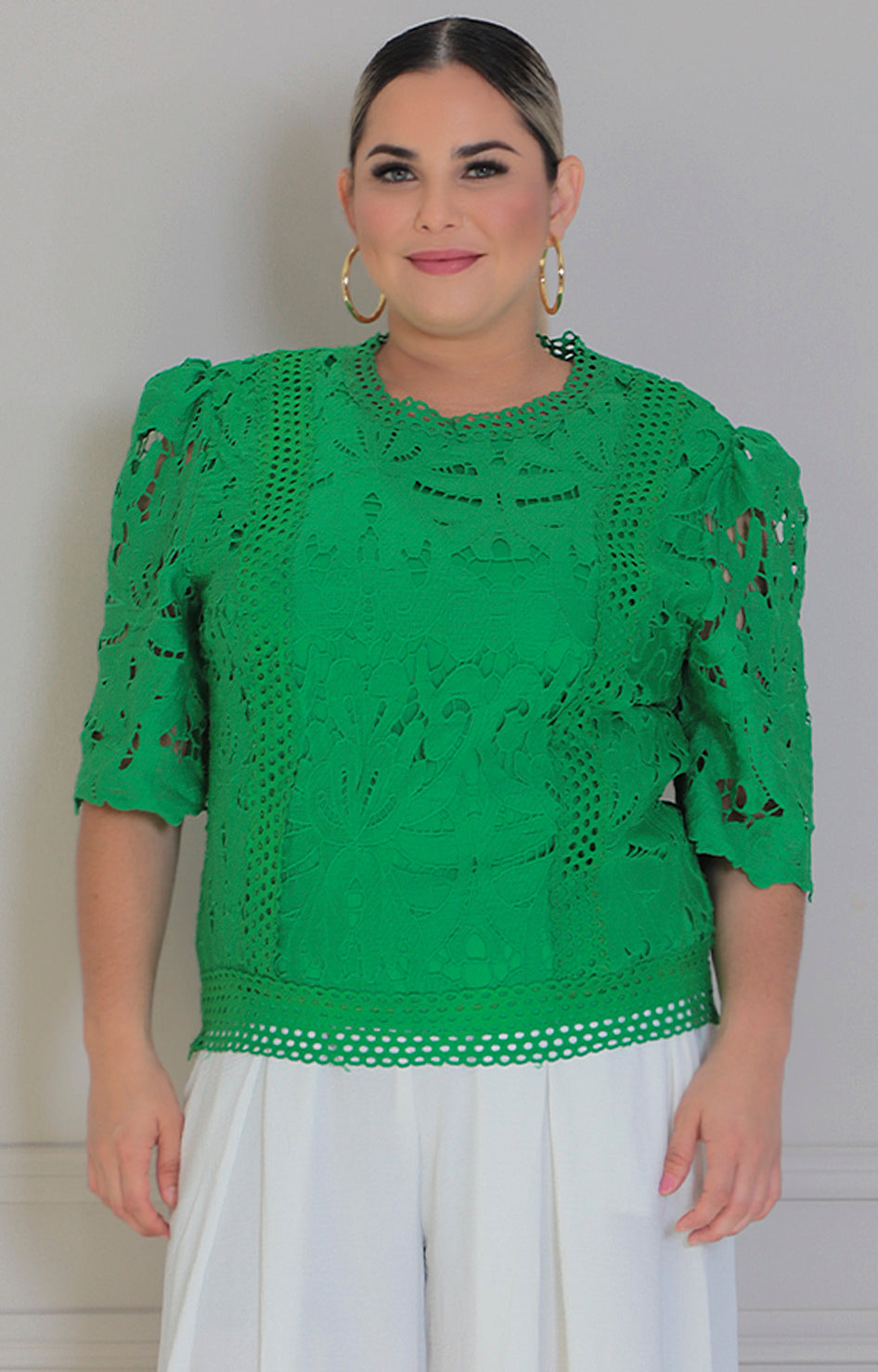 Blusa verde de guipiur - BLUSAS CURVY Boutiquemirel 