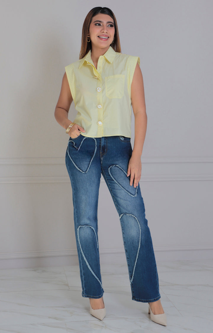 Blusa amarilla con botones frontal - BLUSAS REGULAR Boutiquemirel 