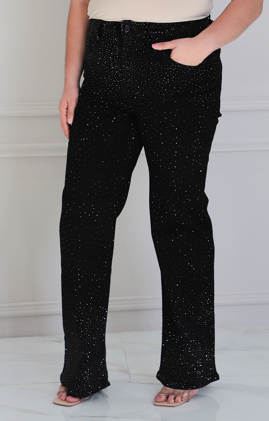 Pantalòn negro con brillos - PANTALON MEZCLILLA CURVY Boutiquemirel 