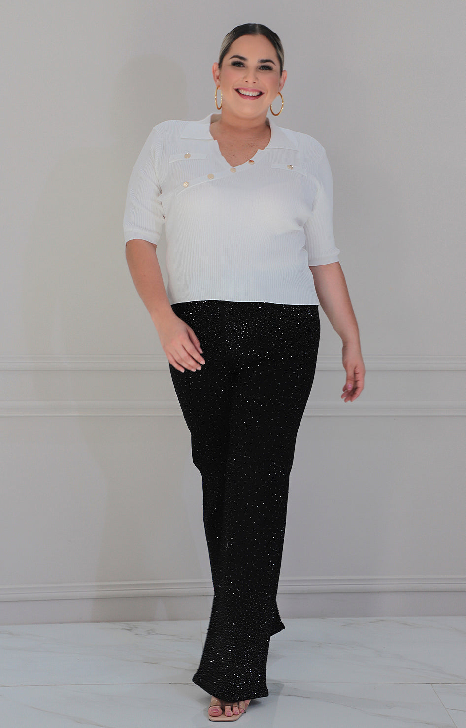 Blusa blanca con detalle de botones - BLUSAS CURVY Boutiquemirel 