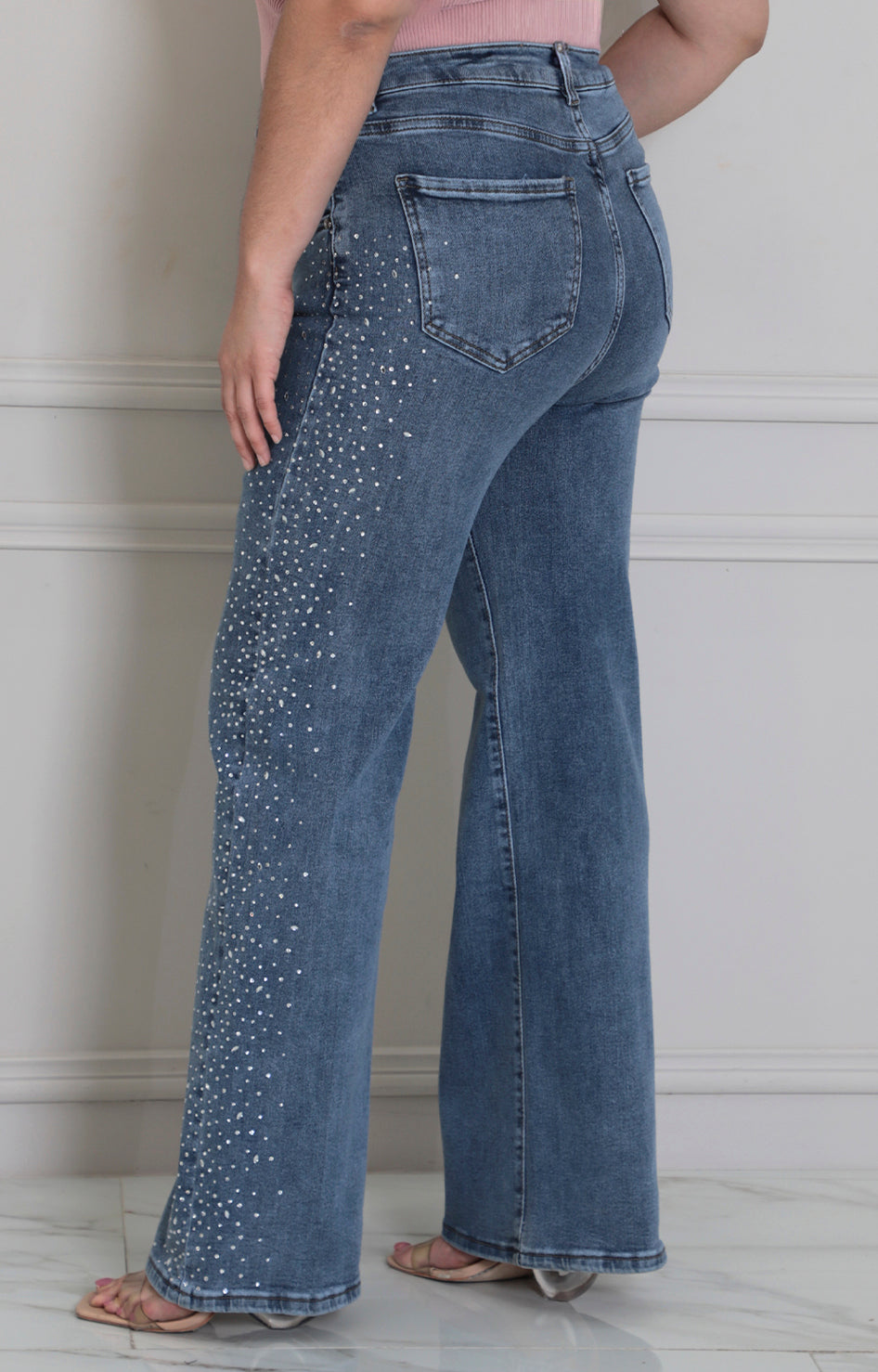Pantalòn de mezclilla con brillos - PANTALON MEZCLILLA CURVY Boutiquemirel 