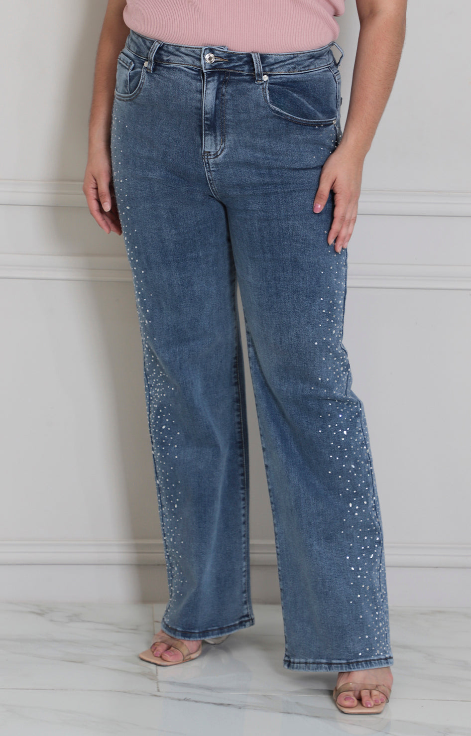 Pantalòn de mezclilla con brillos - PANTALON MEZCLILLA CURVY Boutiquemirel 