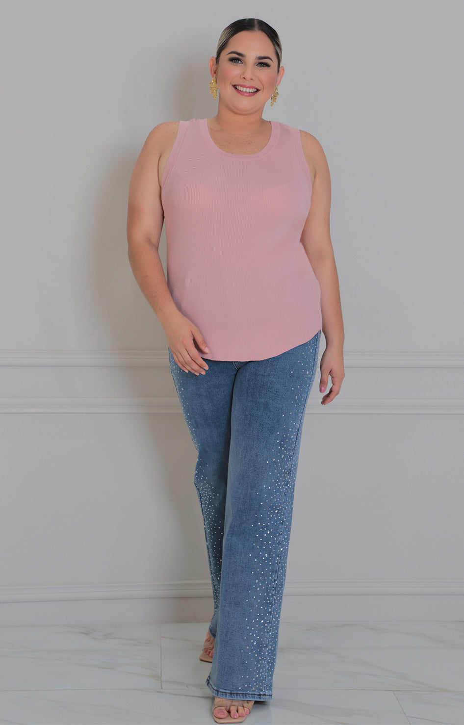 Pantalòn de mezclilla con brillos - PANTALON MEZCLILLA CURVY Boutiquemirel 