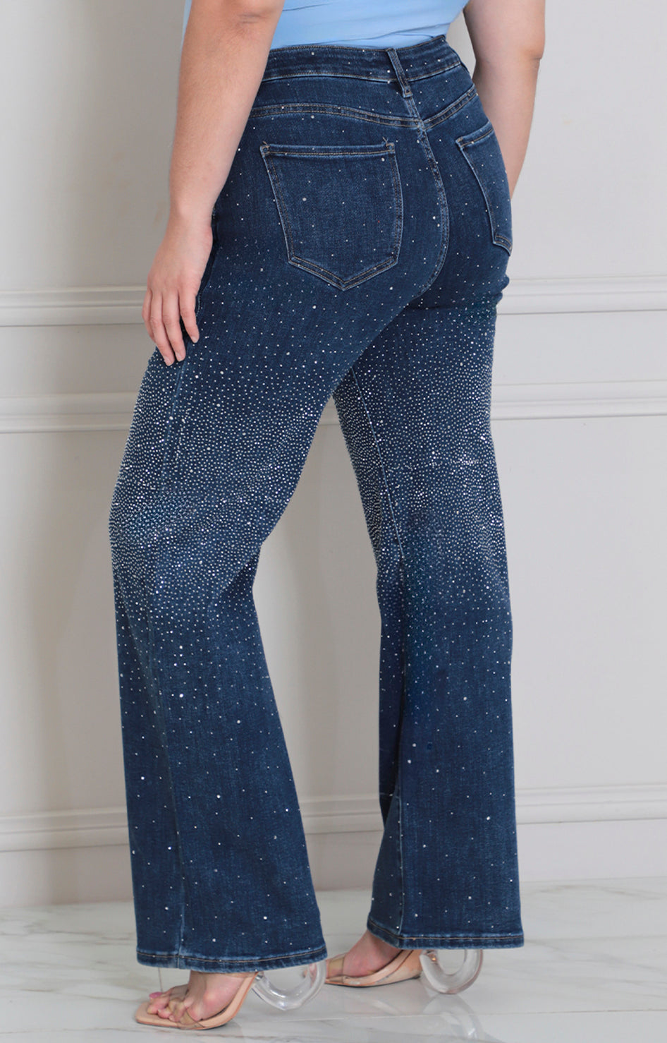 Pantalòn de mezclilla con brillos - PANTALON MEZCLILLA CURVY Boutiquemirel 