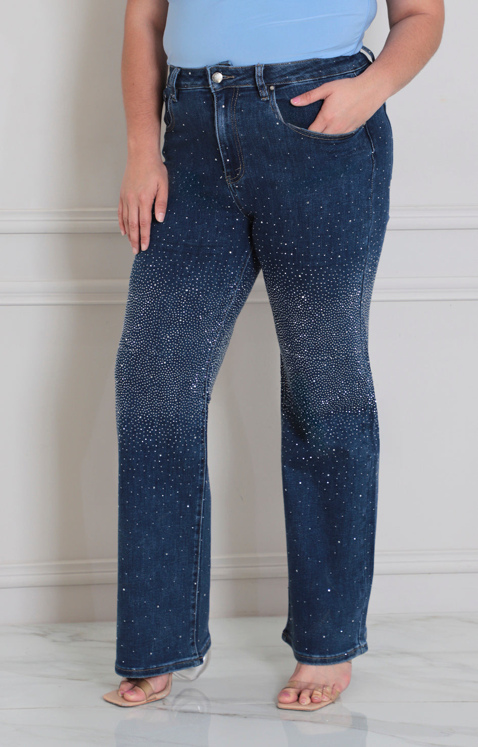Pantalòn de mezclilla con brillos - PANTALON MEZCLILLA CURVY Boutiquemirel 