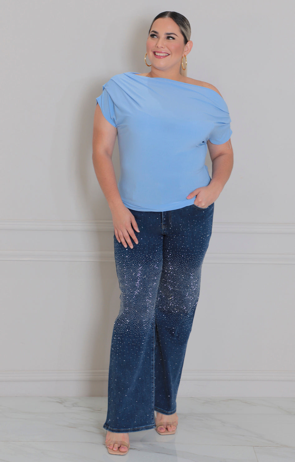 Pantalòn de mezclilla con brillos - PANTALON MEZCLILLA CURVY Boutiquemirel 