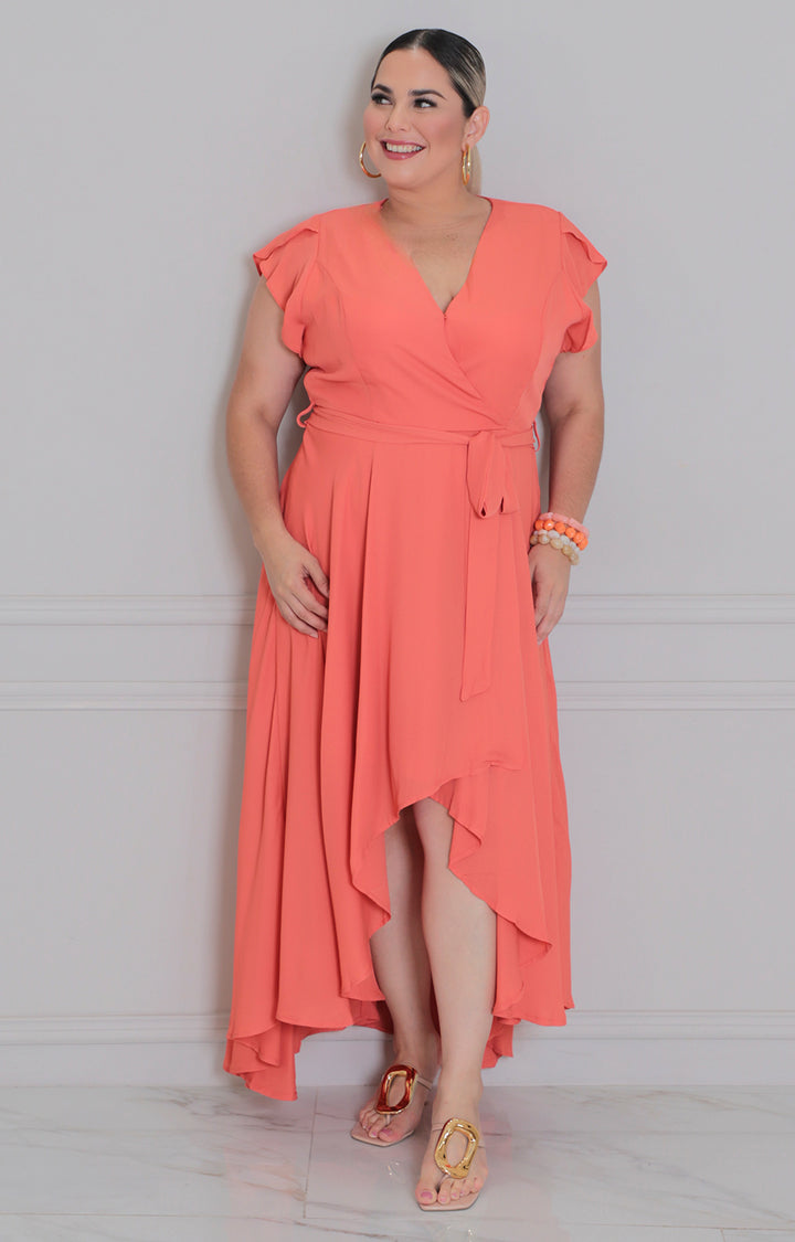 Vestido asimétrico con lazo - VESTIDO LARGO CURVY Boutiquemirel 