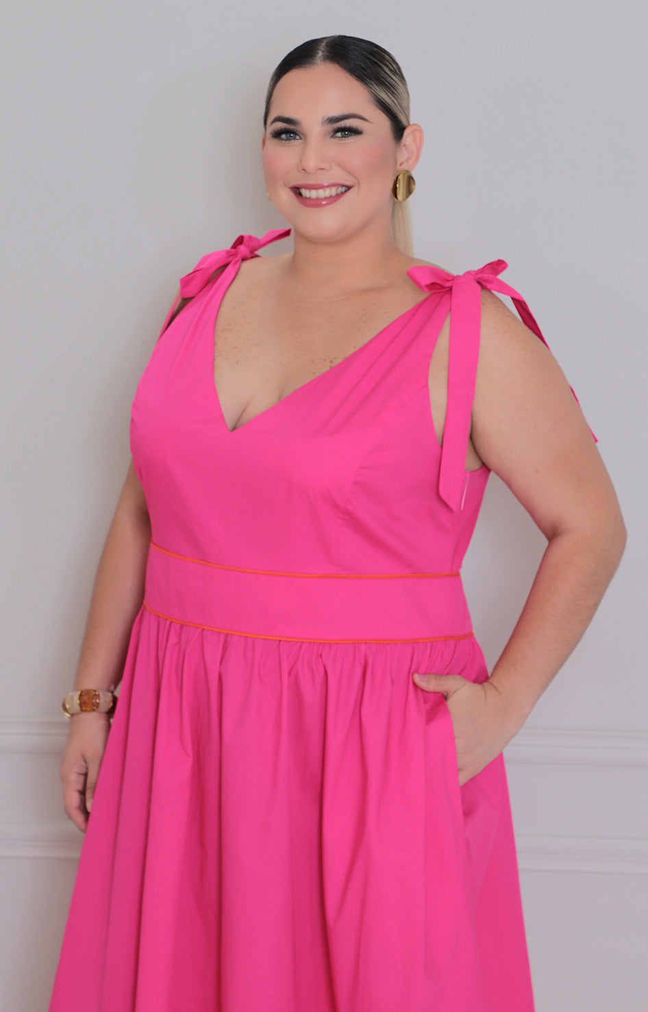 Vestido fucsia de tirantes - VESTIDO LARGO CURVY Boutiquemirel 