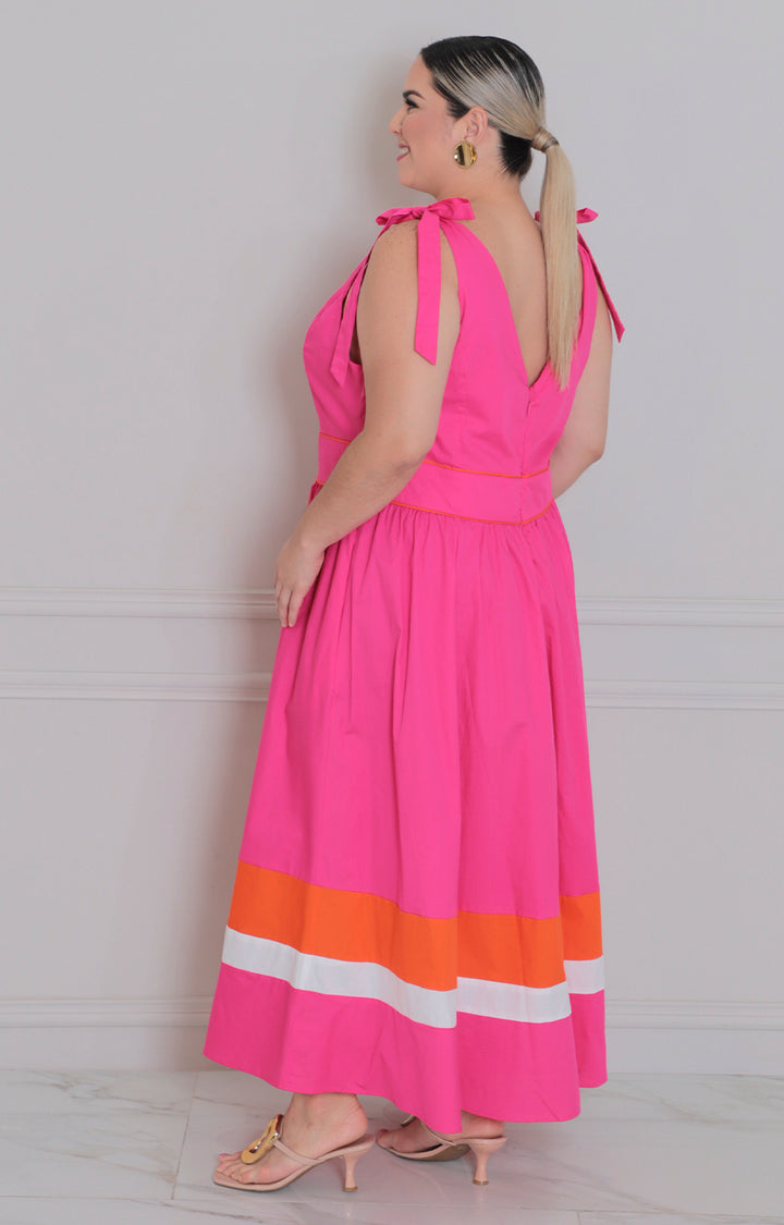 Vestido fucsia de tirantes - VESTIDO LARGO CURVY Boutiquemirel 