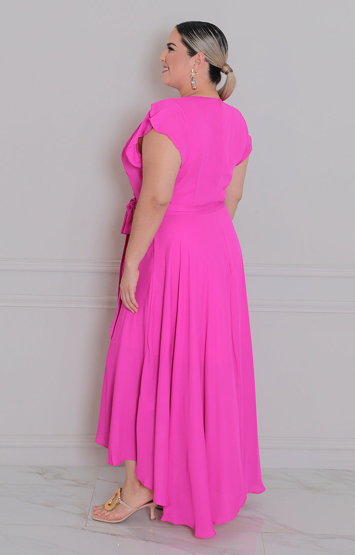 Vestido asimétrico con lazo - VESTIDO LARGO CURVY Boutiquemirel 