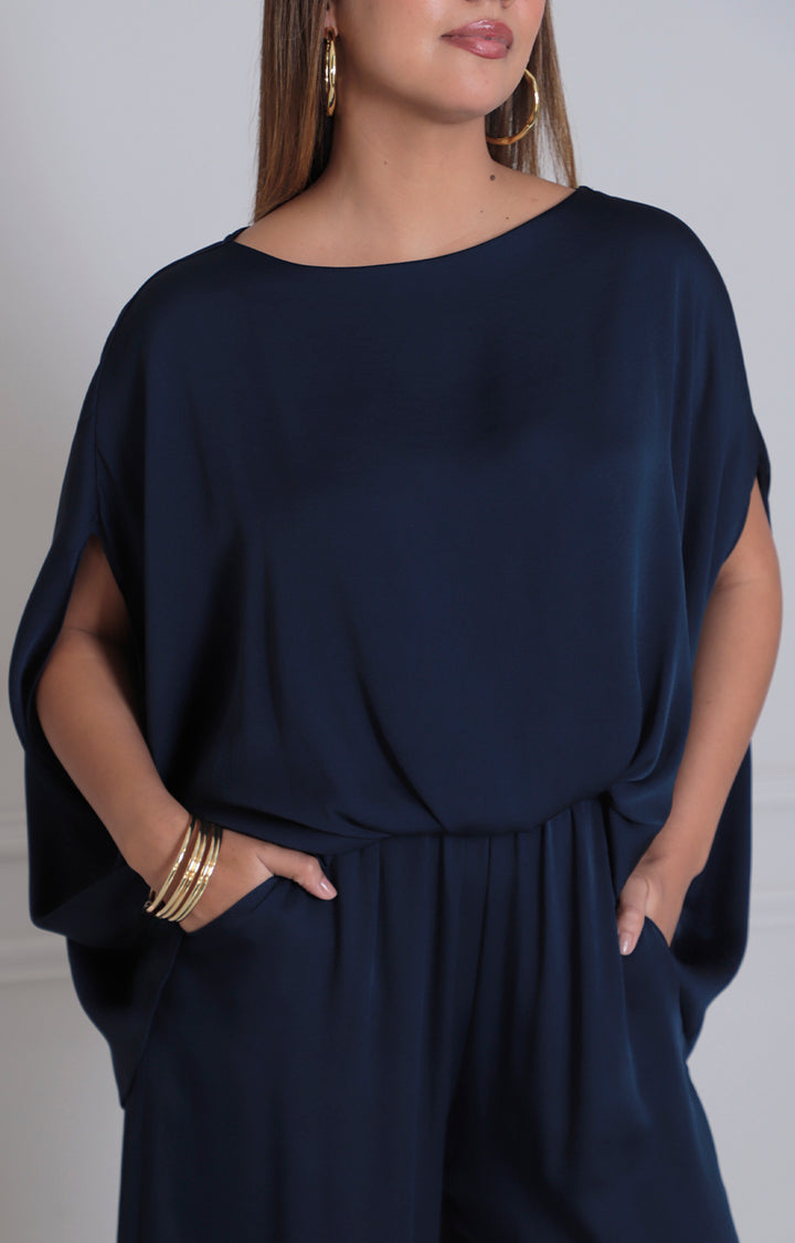 Blusa azul asimètrica amplia - BLUSA Boutiquemirel 