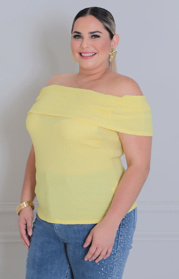 Blusa amarilla straple - BLUSAS CURVY Boutiquemirel 