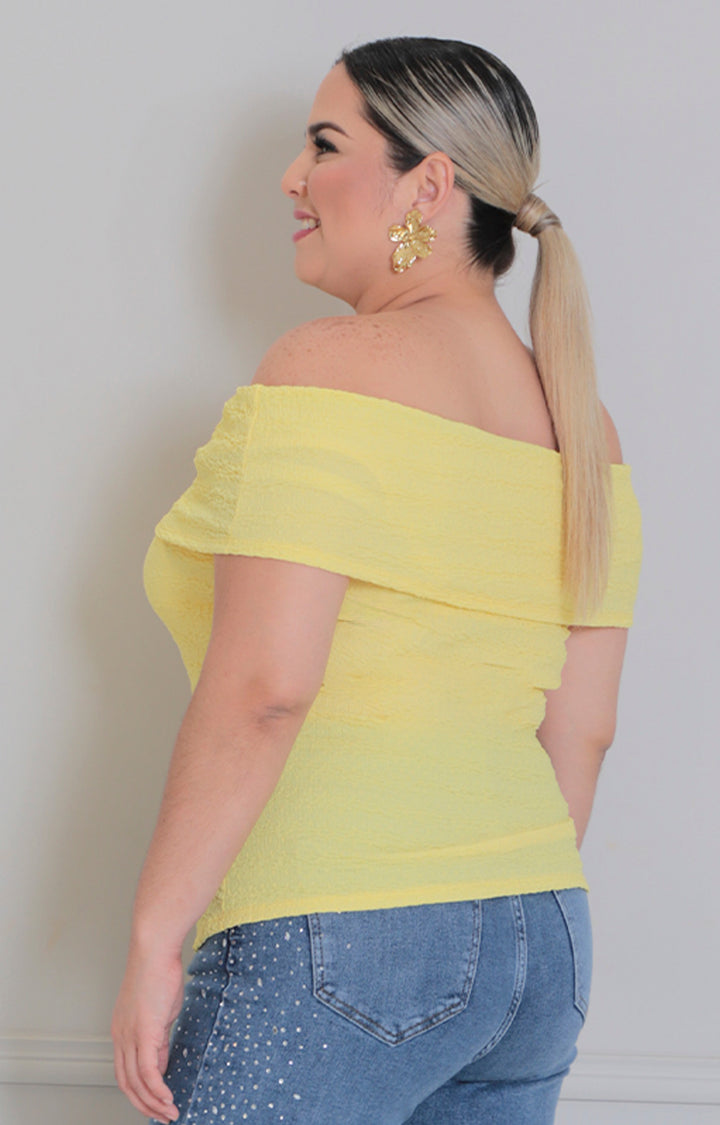 Blusa amarilla straple - BLUSAS CURVY Boutiquemirel 