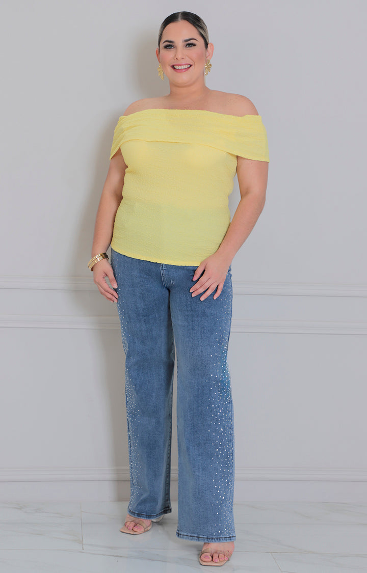 Blusa amarilla straple - BLUSAS CURVY Boutiquemirel 