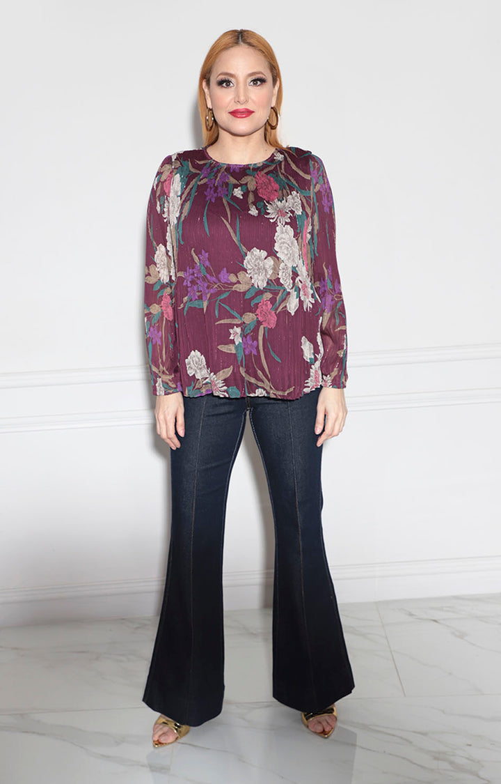 Blusa morada con flores - BLUSA Boutiquemirel 