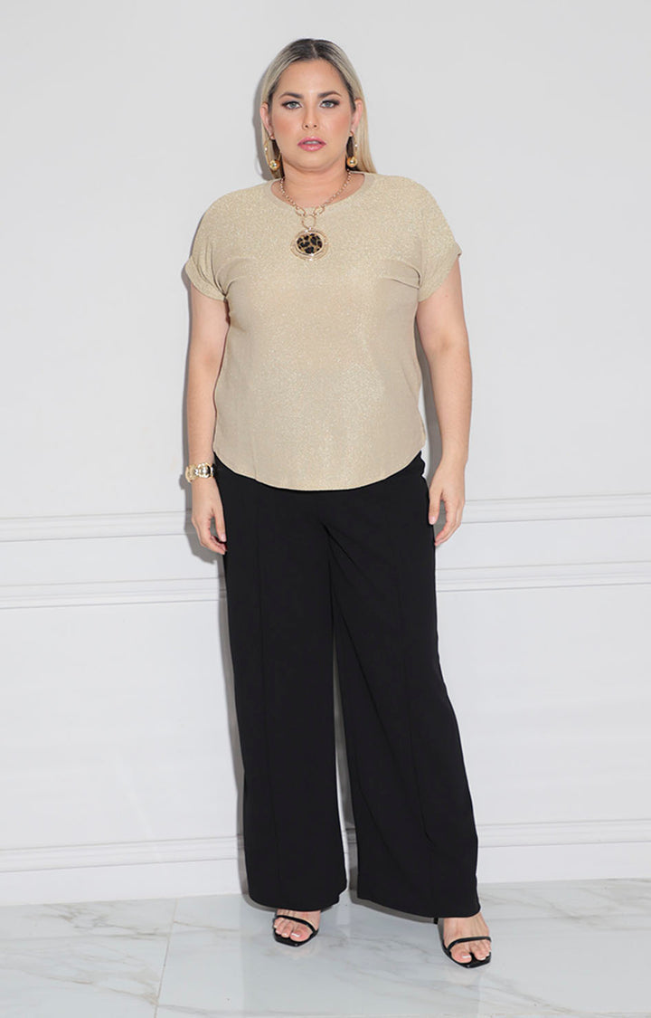 Blusa beige brillosa