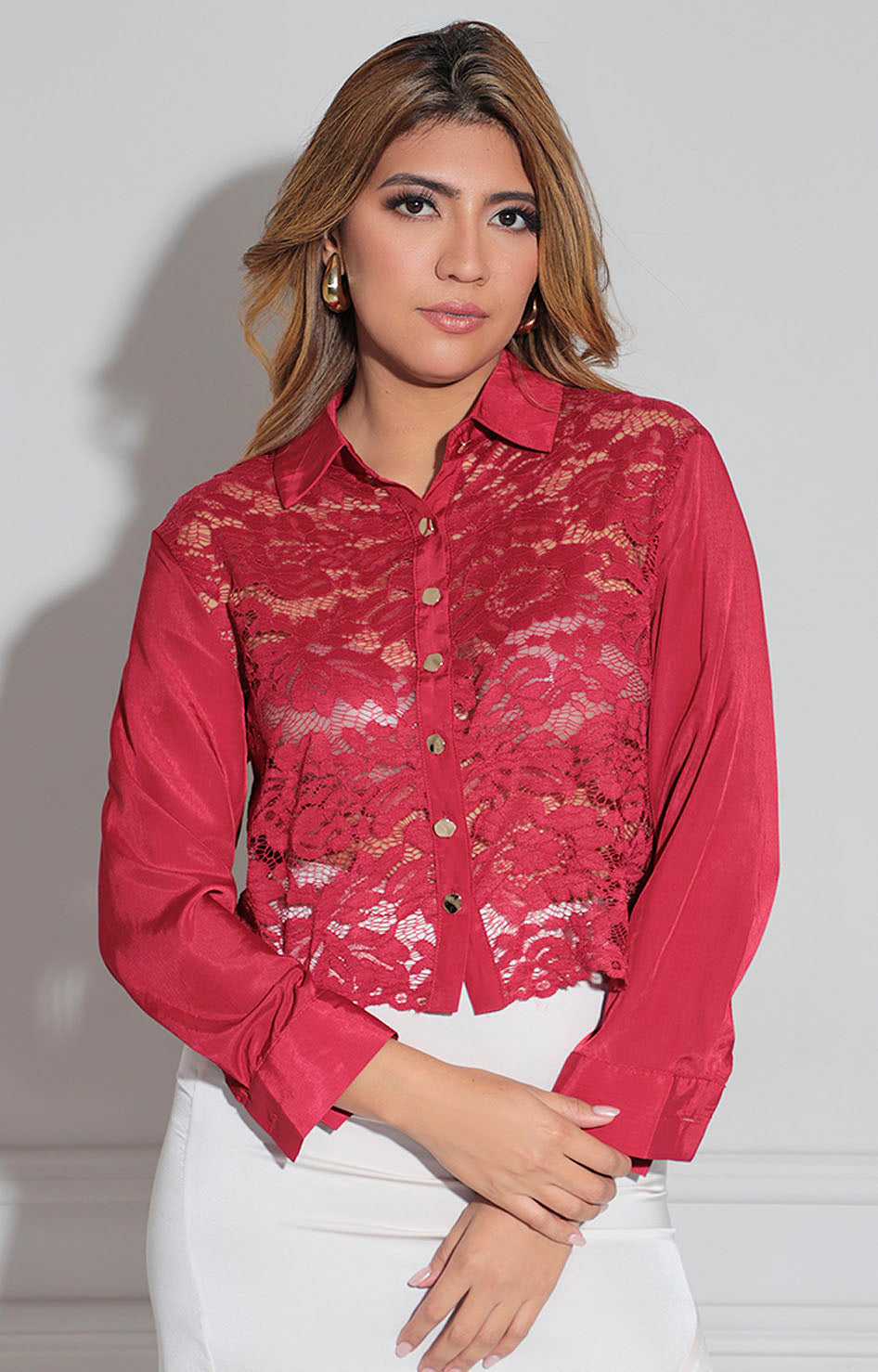 Camisera roja en encaje - BLUSA Boutiquemirel 