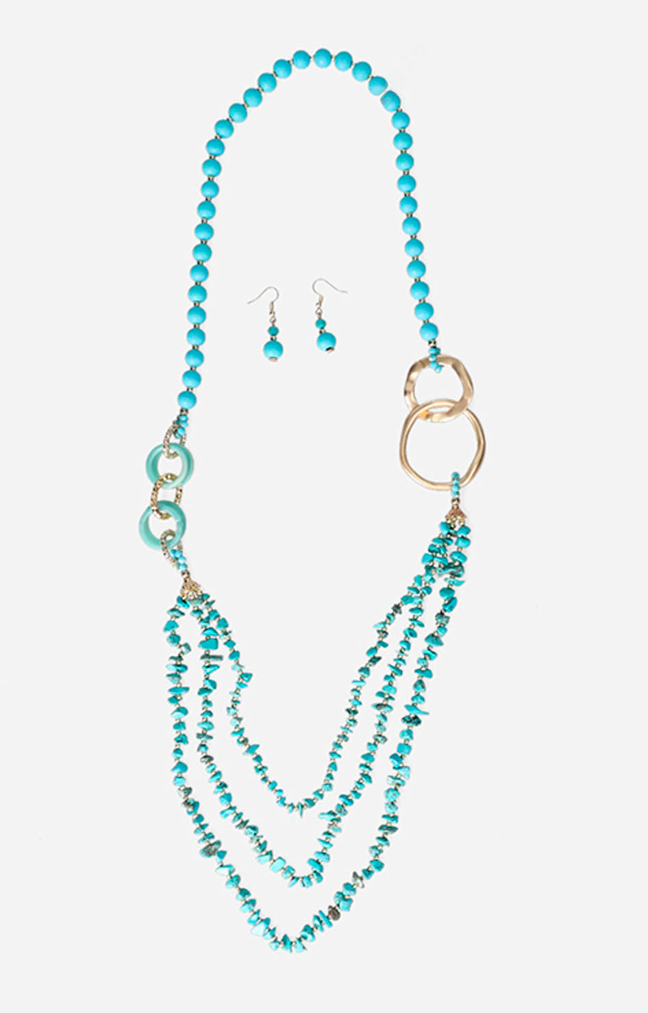 Collar azul con aretes - SET COLLAR Boutiquemirel 