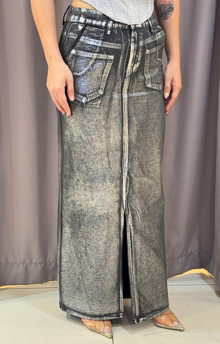 Falda negra denim con plata - Boutiquemirel