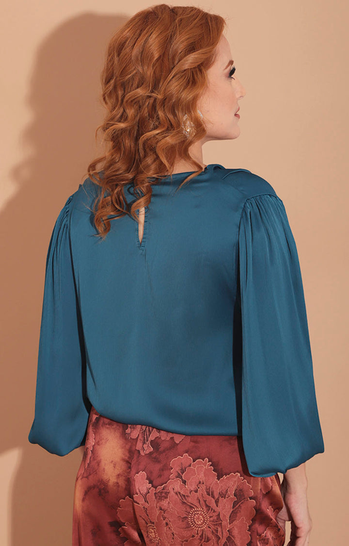 Blusa azul manga larga - BLUSA Boutiquemirel 