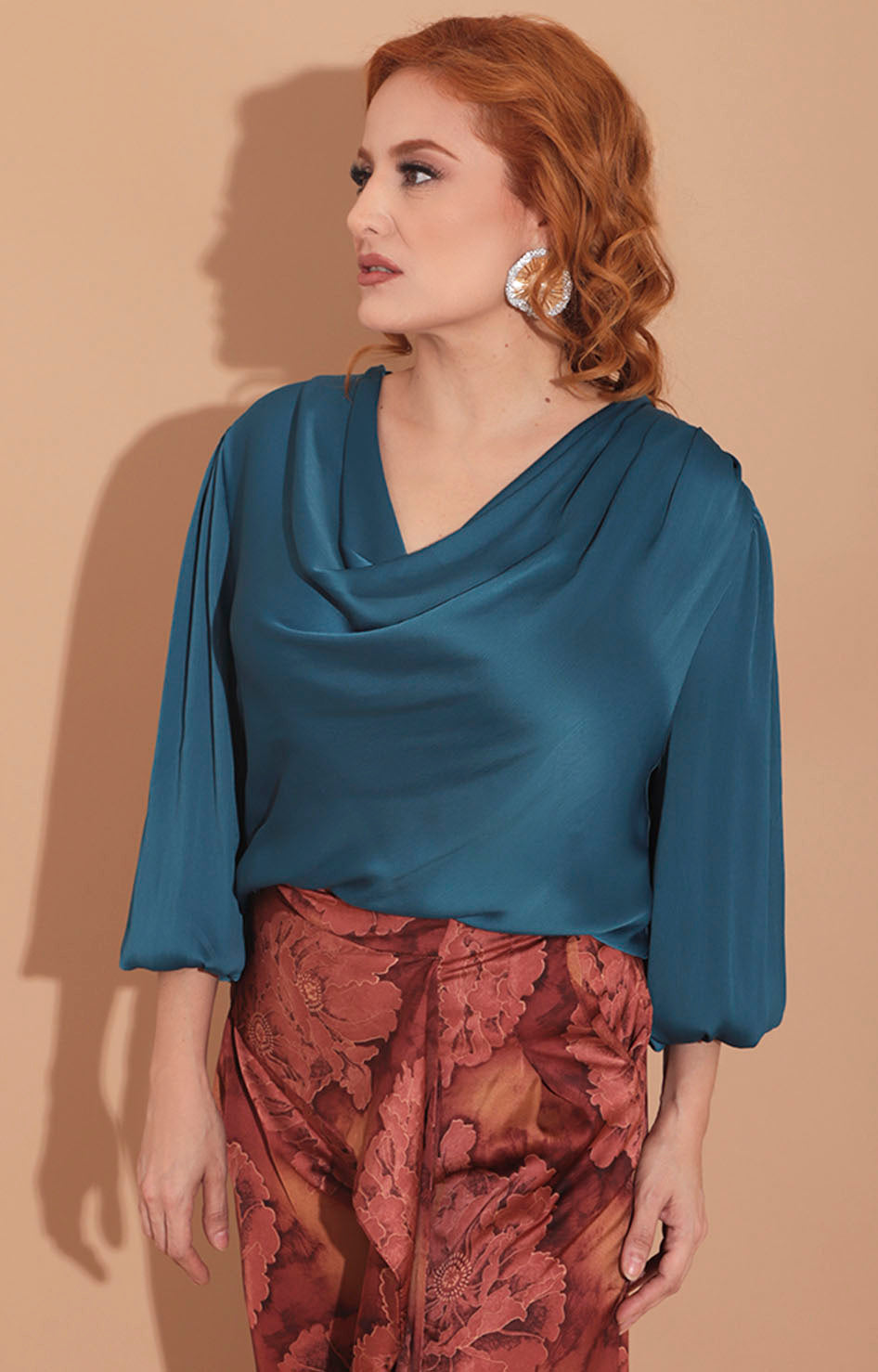 Blusa azul manga larga - BLUSA Boutiquemirel 