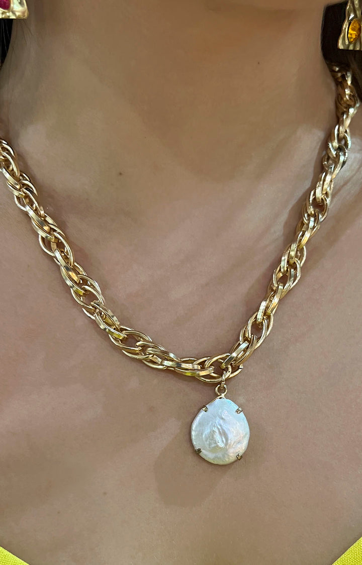 Collar dorado con piedra blanca - Boutiquemirel