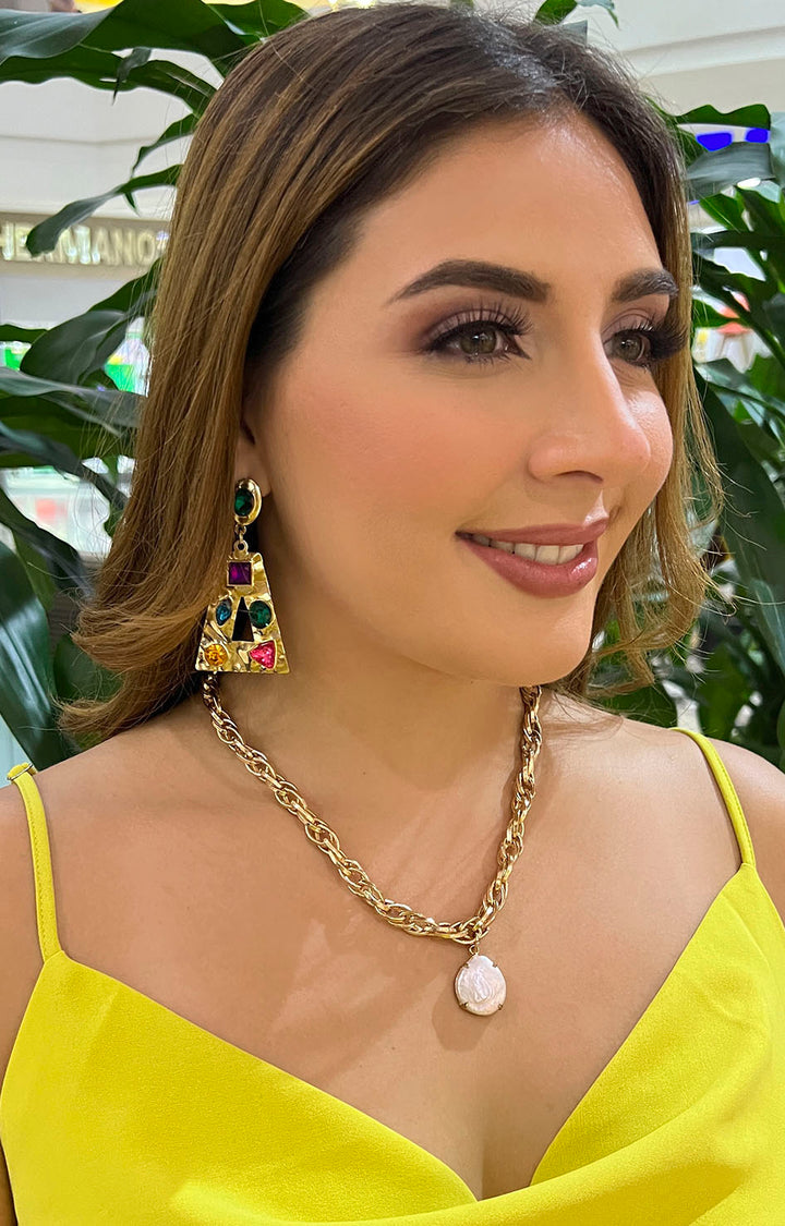 Collar dorado con piedra blanca - Boutiquemirel