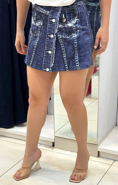 Short falda azul estampada - Boutiquemirel