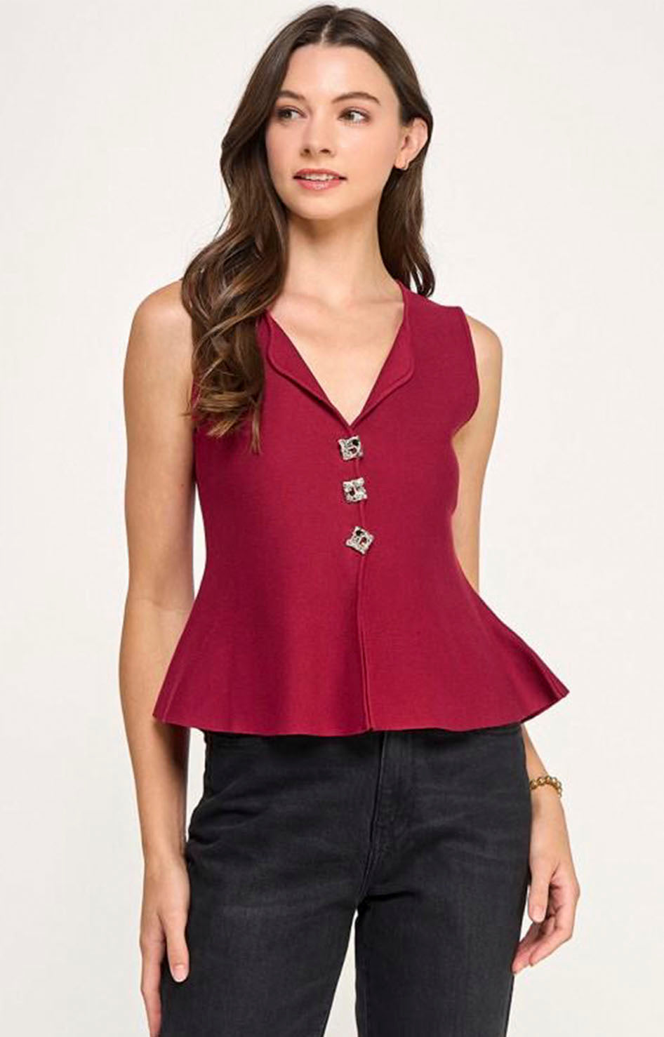 Blusa vino con peplum - BLUSA Boutiquemirel 