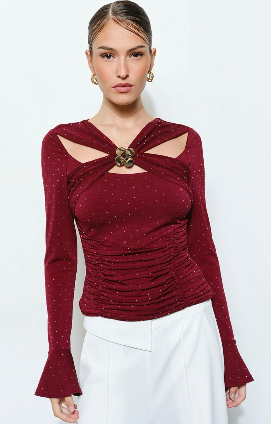 Blusa vino con brillos - BLUSA Boutiquemirel 