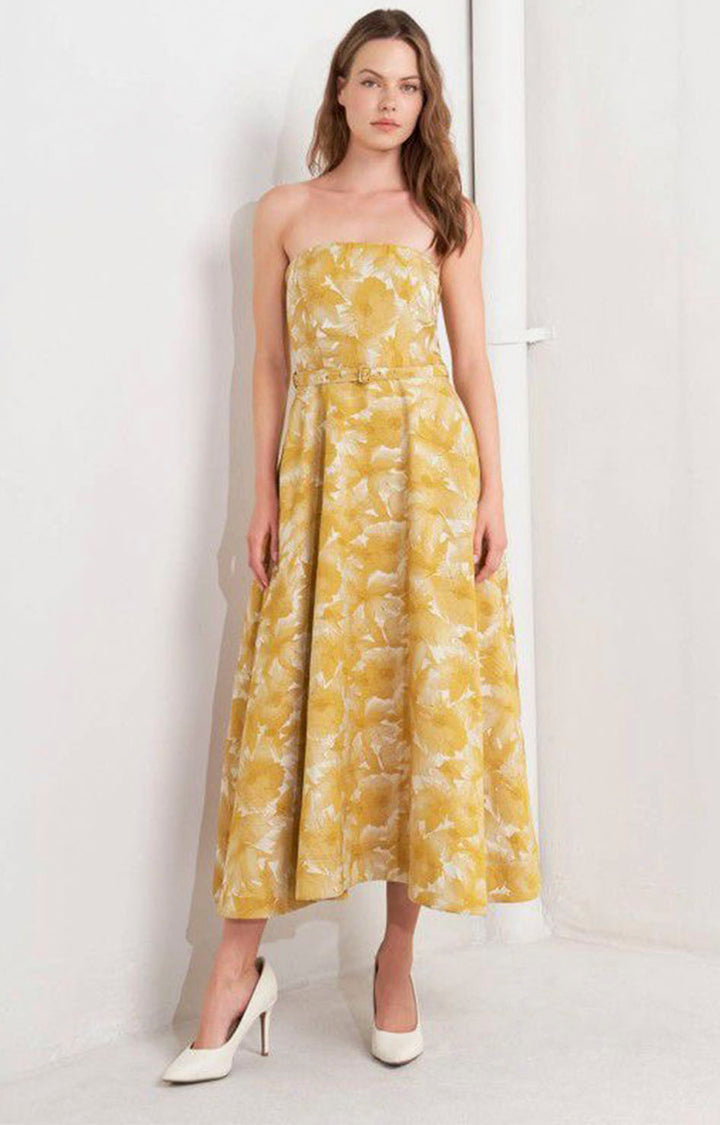 Vestido strapless mostaza - VESTIDO Boutiquemirel 