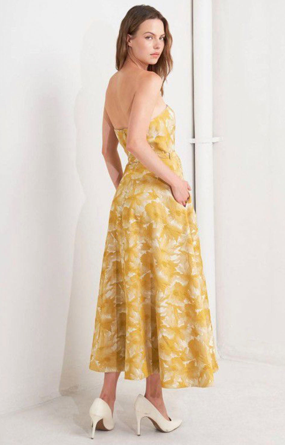 Vestido strapless mostaza - VESTIDO Boutiquemirel 