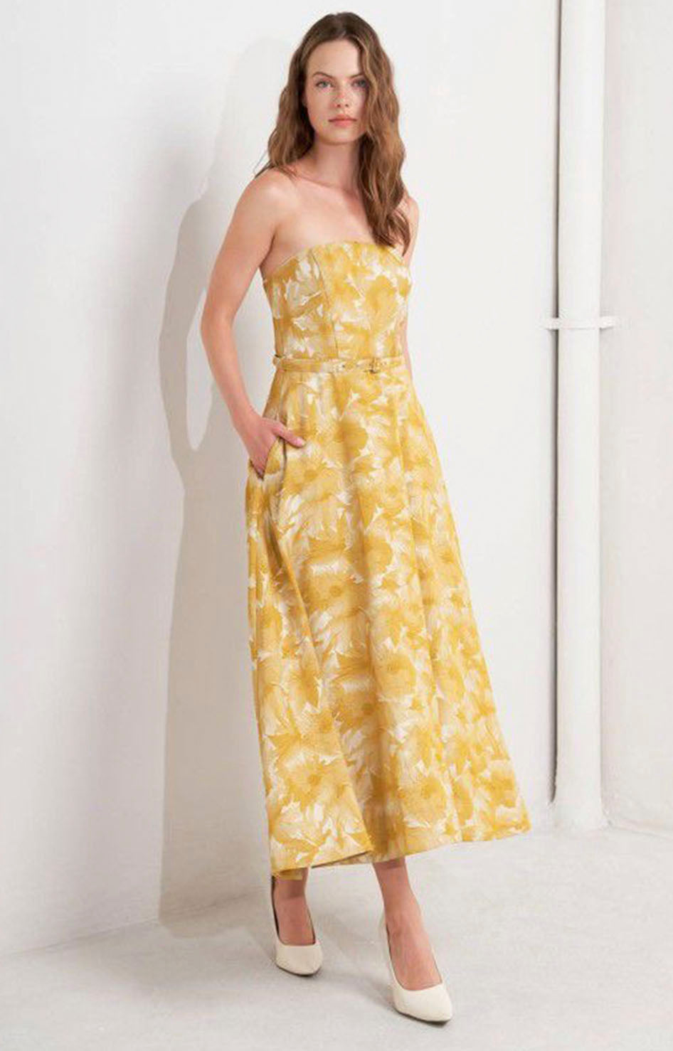 Vestido strapless mostaza - VESTIDO Boutiquemirel 