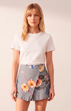 Short falda denim estampada