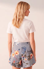 Short falda denim estampada