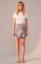 Short falda denim estampada