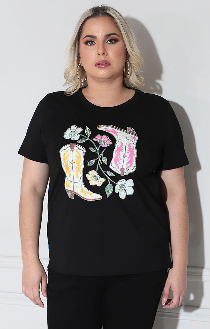 Blusa negra con brillos