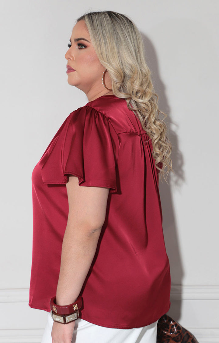 Blusa vino satinada