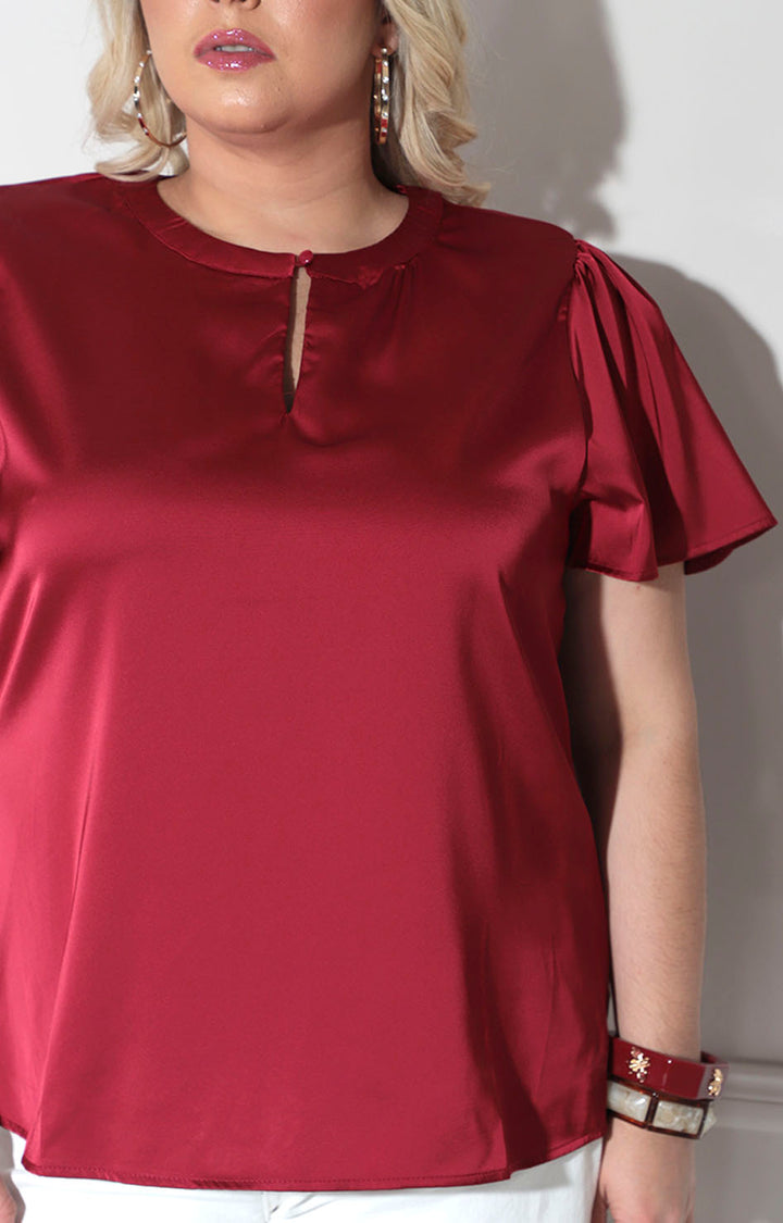 Blusa vino satinada